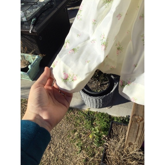 Vintage Love dress girls L 10 white floral pink lace 80s 90s cottagecore lace - Picture 5 of 13